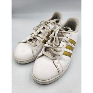 Adidas Cloudfoam Advantage Women’s White/Gold 3 Stripe Shoes Size 9 US